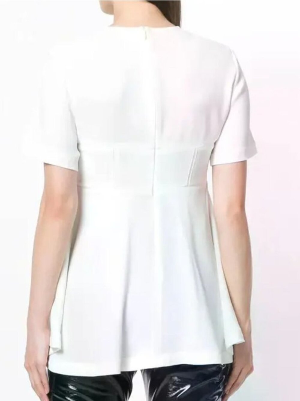 Proenza Schouler Short Sleeve White Peplum Structured Blouse Top Size XS